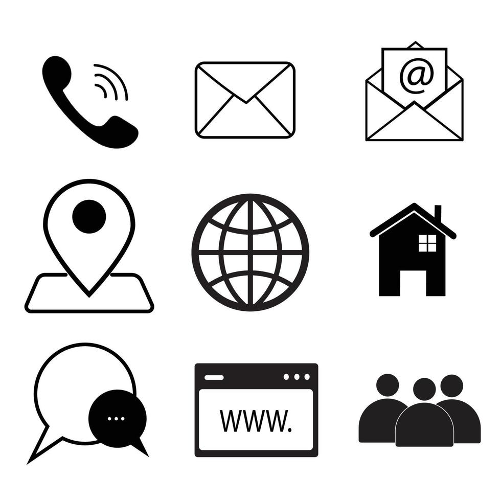 Contact Us Vector Line Icons Set. Call, Contact, Email, Message and more. Contact us icons. Web icon set