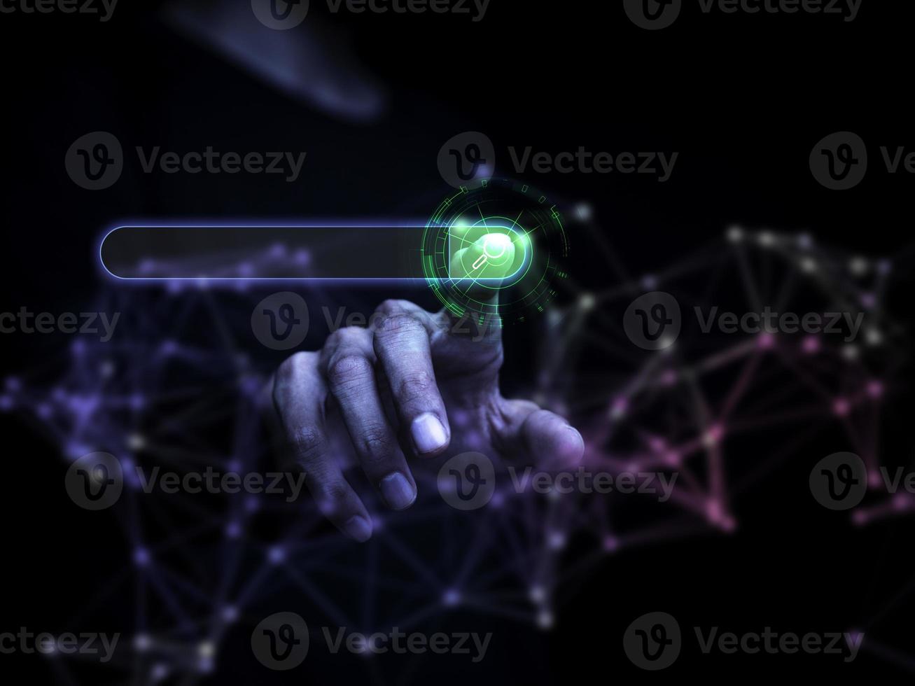 Businessman are touching the virtual screen on search engine optimization for find data on networking, SEO, Searching Browsing Internet Data Information Networking Concept. photo