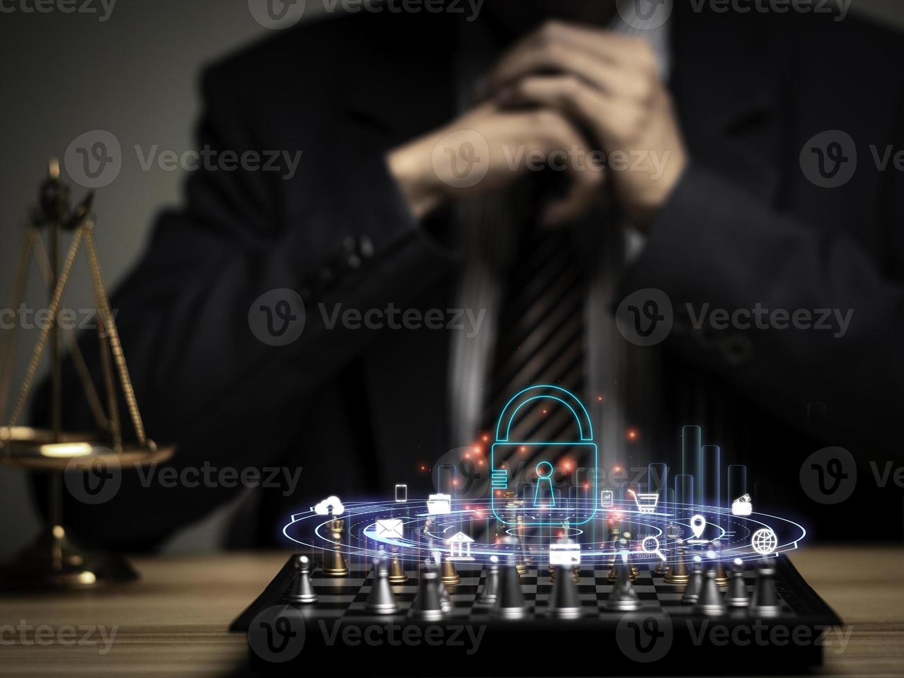 Person hold the key lock icon protecting personal information ,online financial transactions, secure access to computer networks and digital systems. Customer Data Protection cyber security.. photo