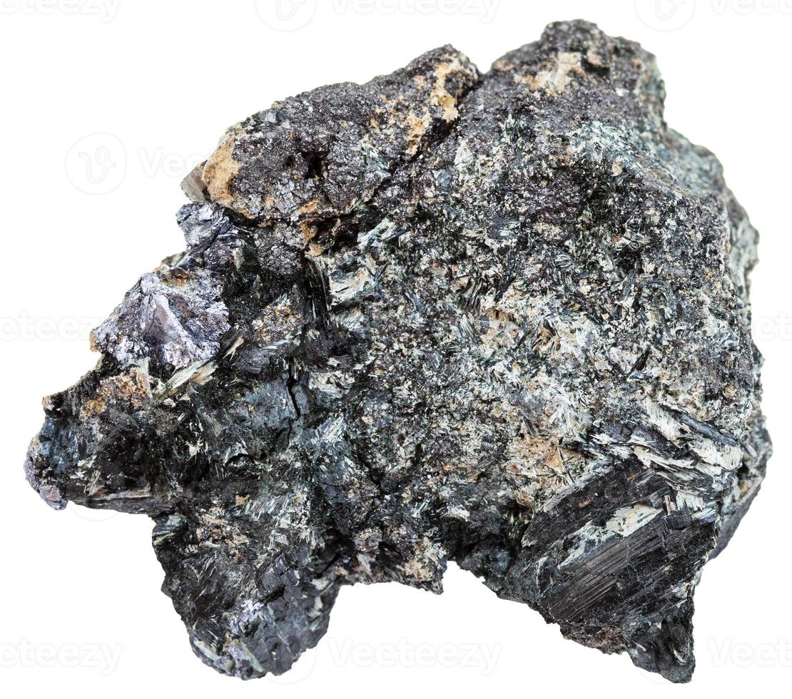 gray crystals of Molybdenite on Glaucophane stone photo