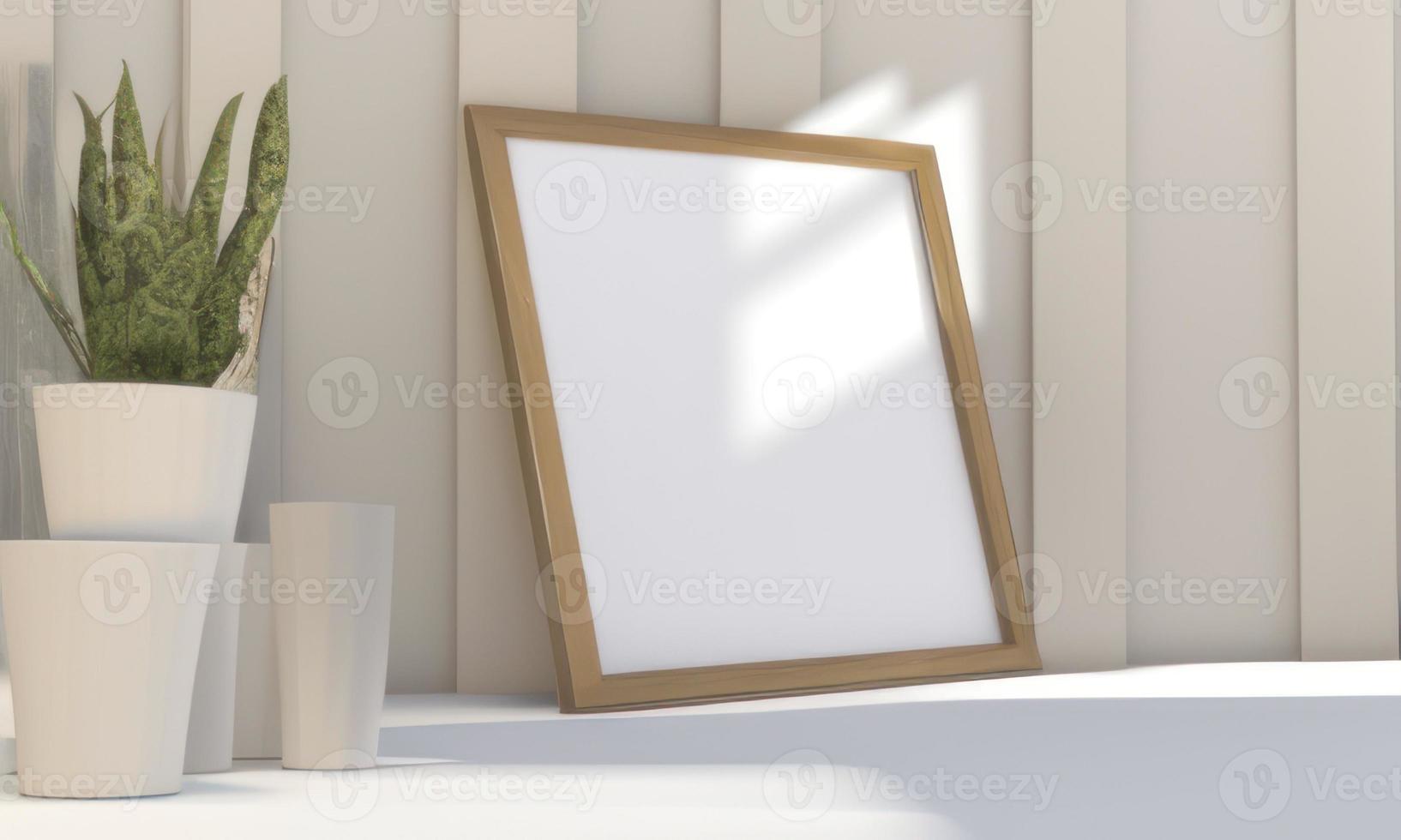 empty square frame on the table photo
