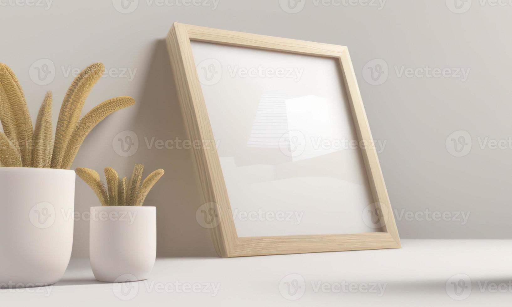 empty square frame on the table photo