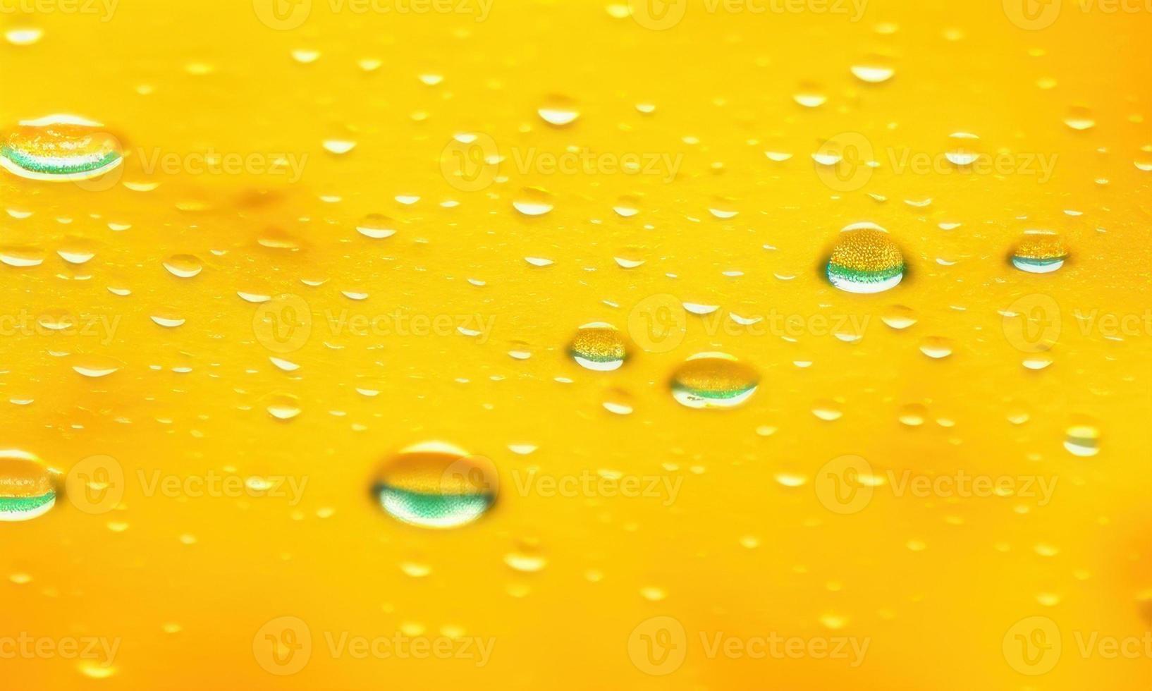 drops of water on yellow background photo
