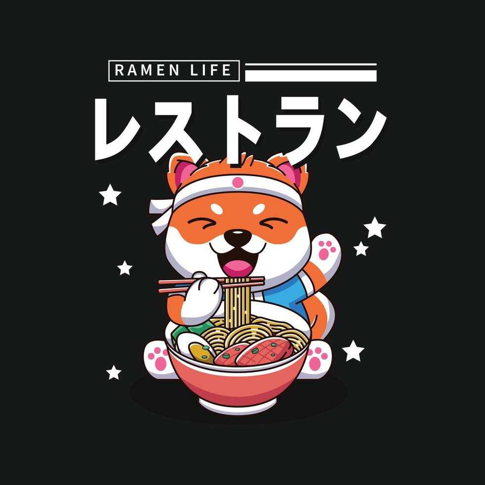 cute dog character logo, ramen dog vector