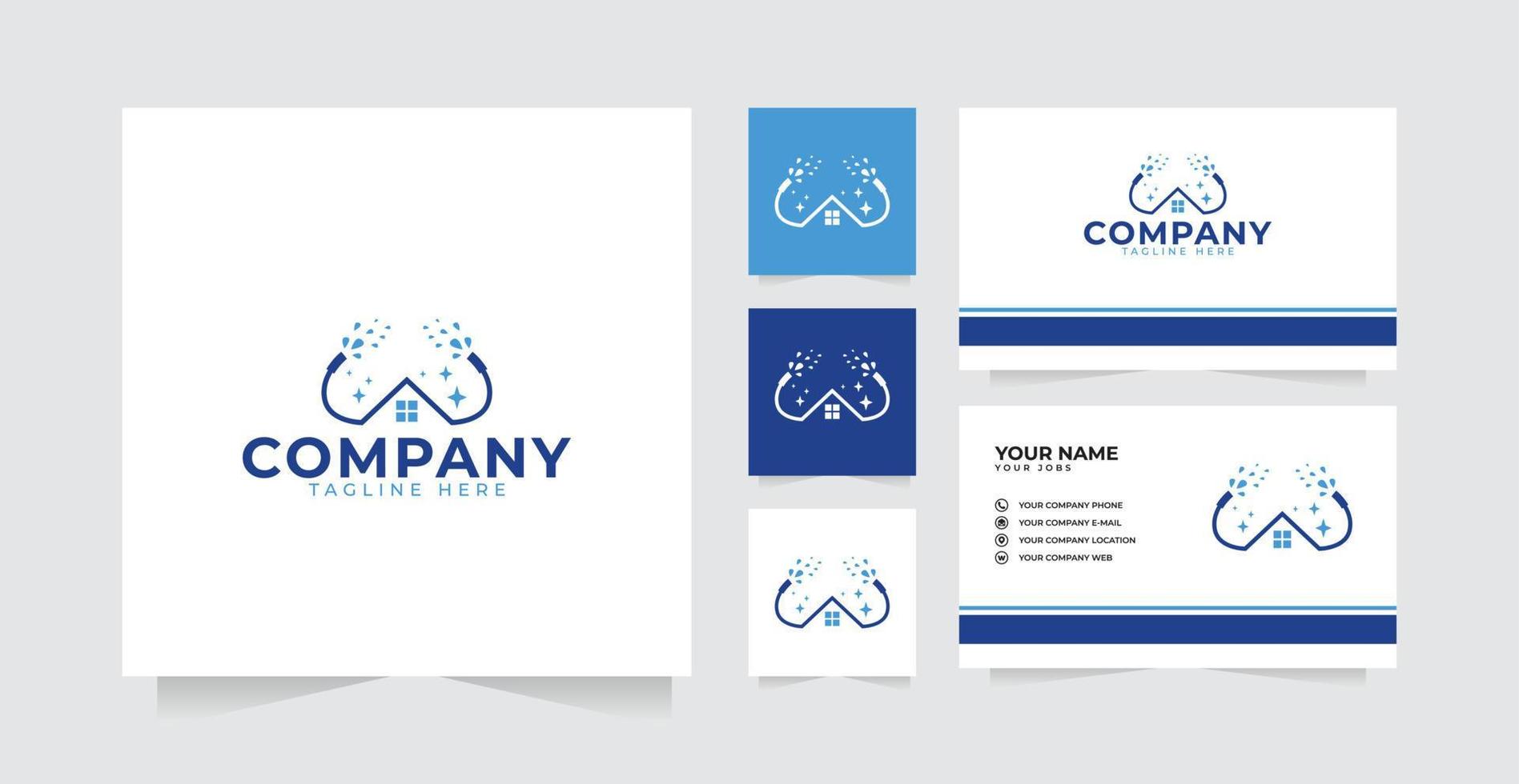 Washing or cleaning home logo design inspiration and business card vector