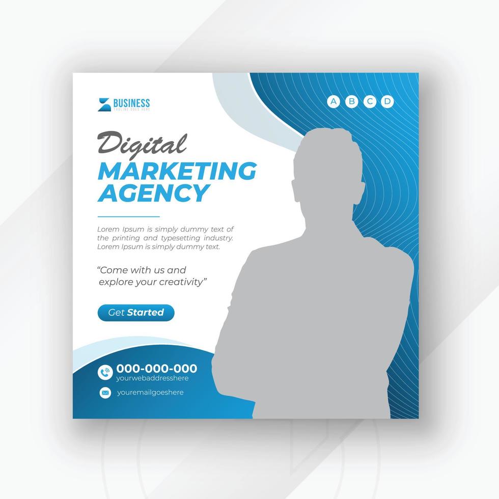 Digital Marketing Agency and Corporate Social Media Post Template, Editable square banner design with space for business marketing agency promotion cover image vector