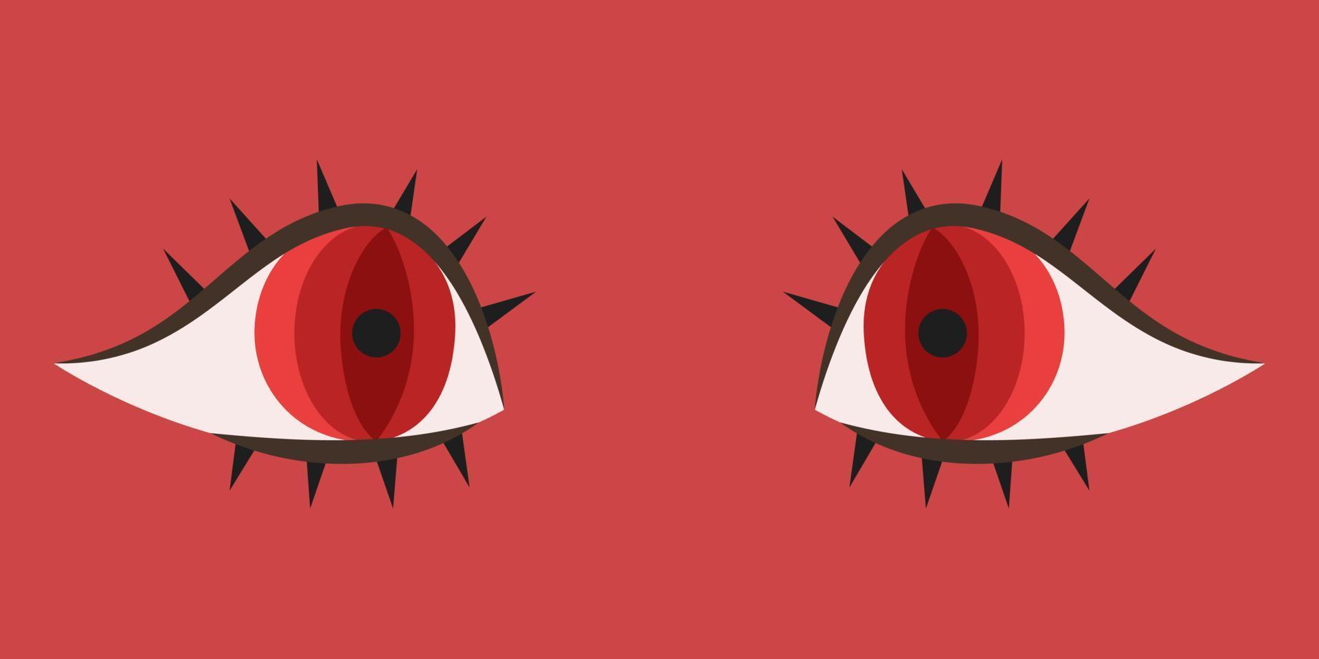 Red eyes in cartoon style. vector