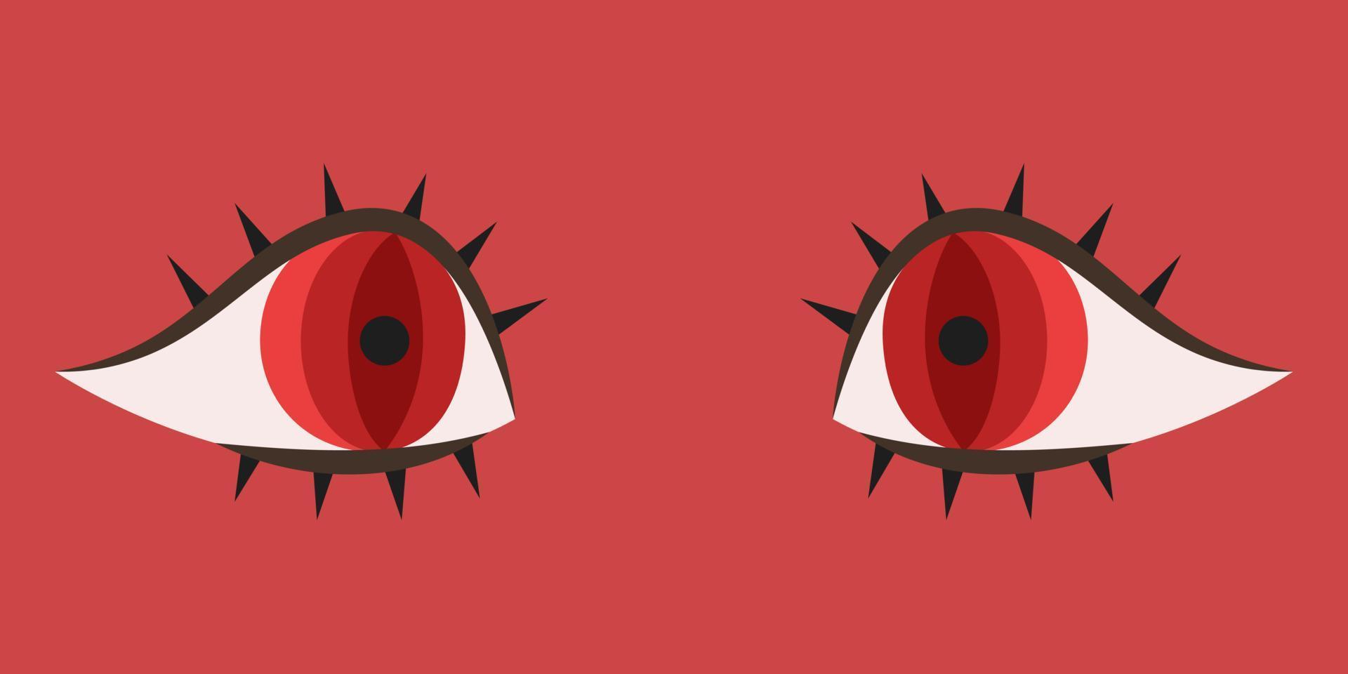 rojo ojos en dibujos animados estilo. vector