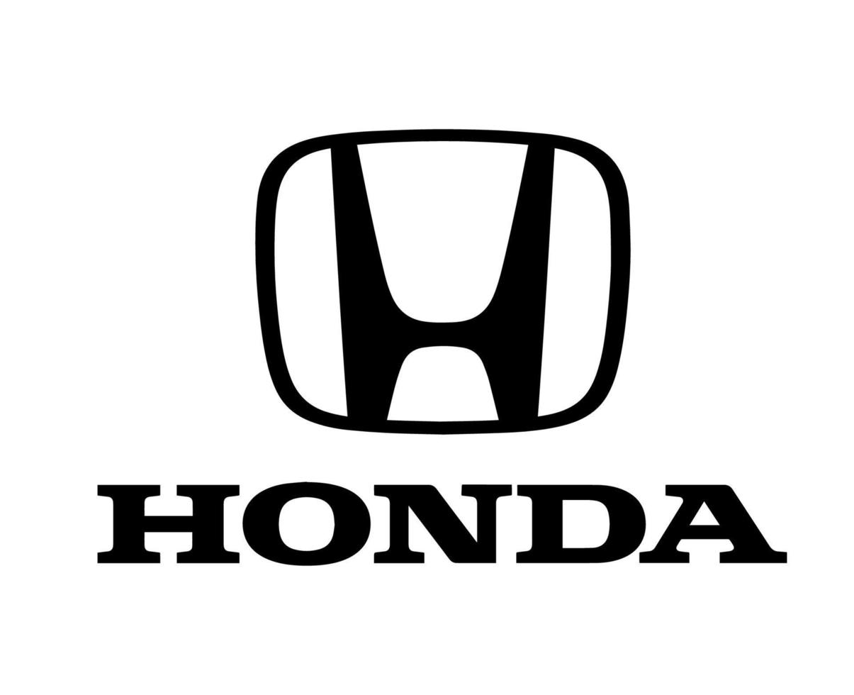 Honda Brand Logo Car Symbol With Name Black Design Japan Automobile Vector Illustration