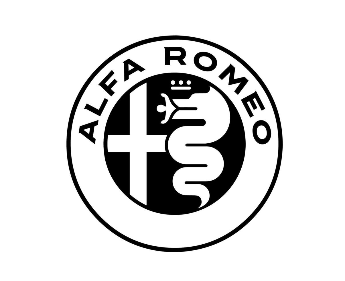 Alfa Romeo Brand Logo Symbol Design Italian cars Automobile Vector Illustration Black