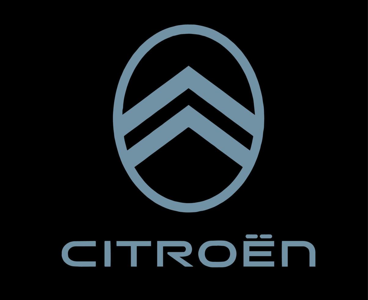 Citroen Brand New Logo Car Symbol With Name Gray Design French Automobile Vector Illustration With Black Background