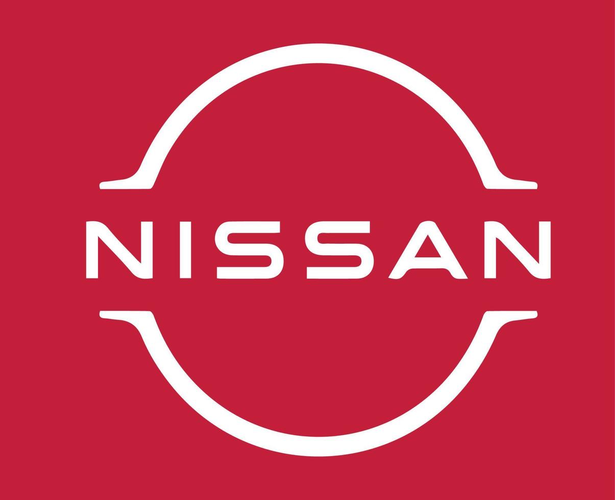 nissan marca logo coche símbolo blanco diseño Japón automóvil vector ilustración con rojo antecedentes