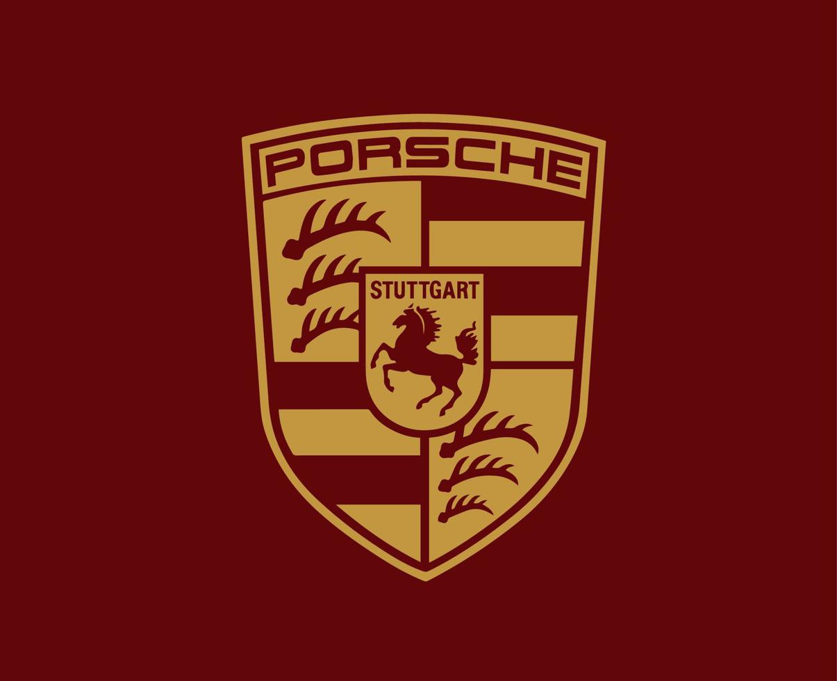 Porsche logo marca símbolo oro diseño alemán coche automóvil vector ilustración con rojo antecedentes