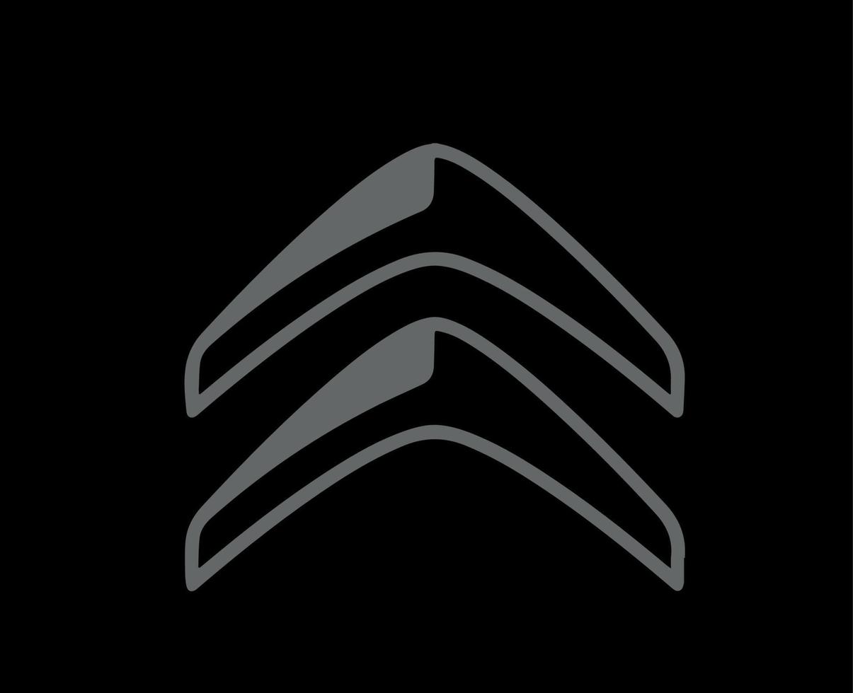 Citroen Symbol Brand Logo Gray Design French Car Automobile Vector Illustration With Black Background