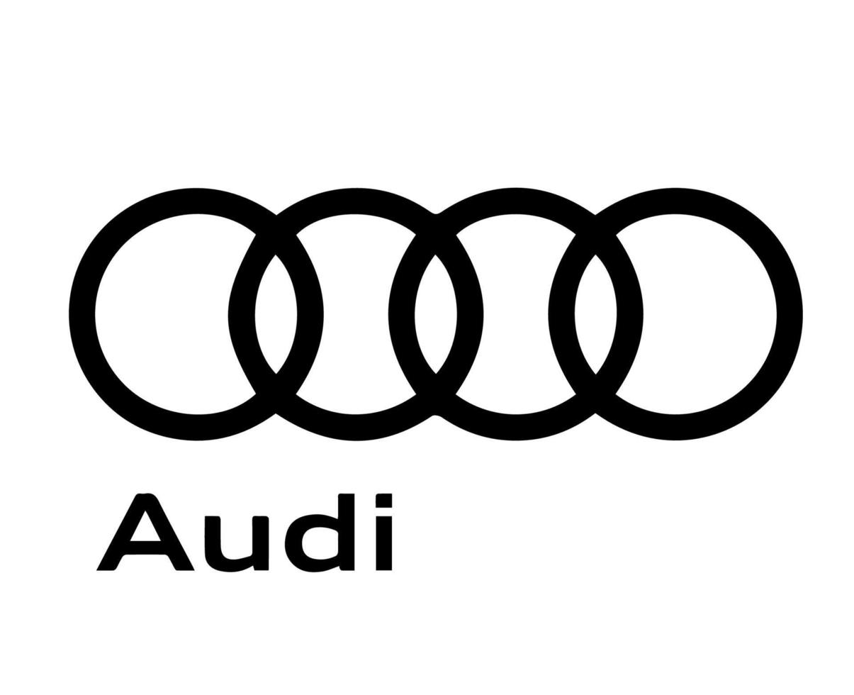 audi marca logo símbolo con nombre negro diseño alemán carros automóvil vector ilustración