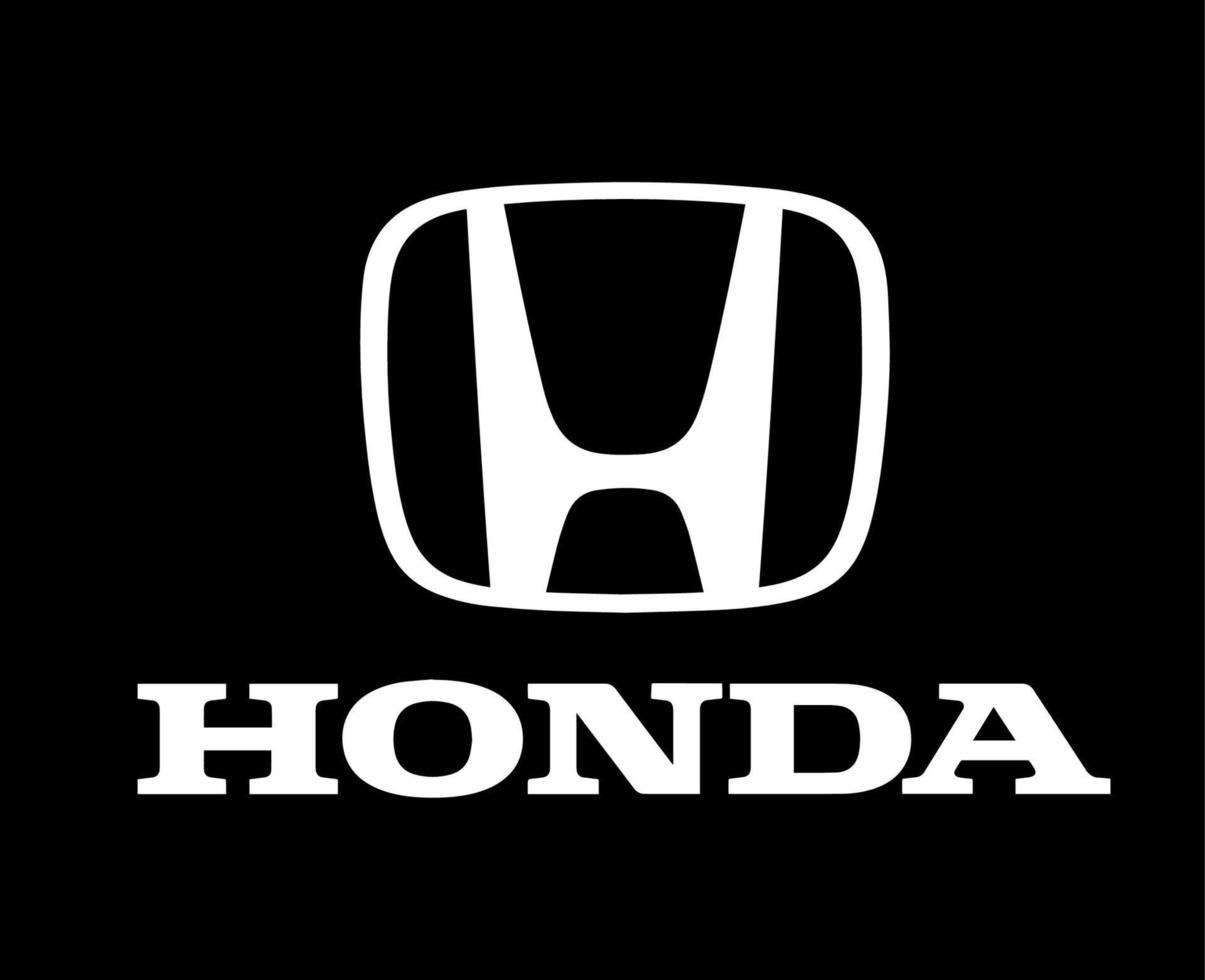 Honda Brand Logo Car Symbol With Name White Design Japan Automobile Vector Illustration With Black Background