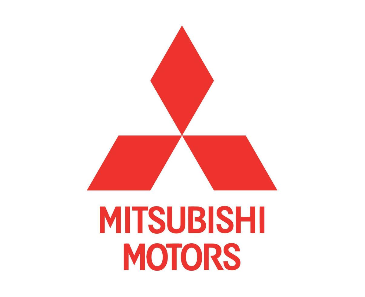 Mitsubishi Brand Logo Car Symbol With Name Red Design Japan Automobile Vector Illustration