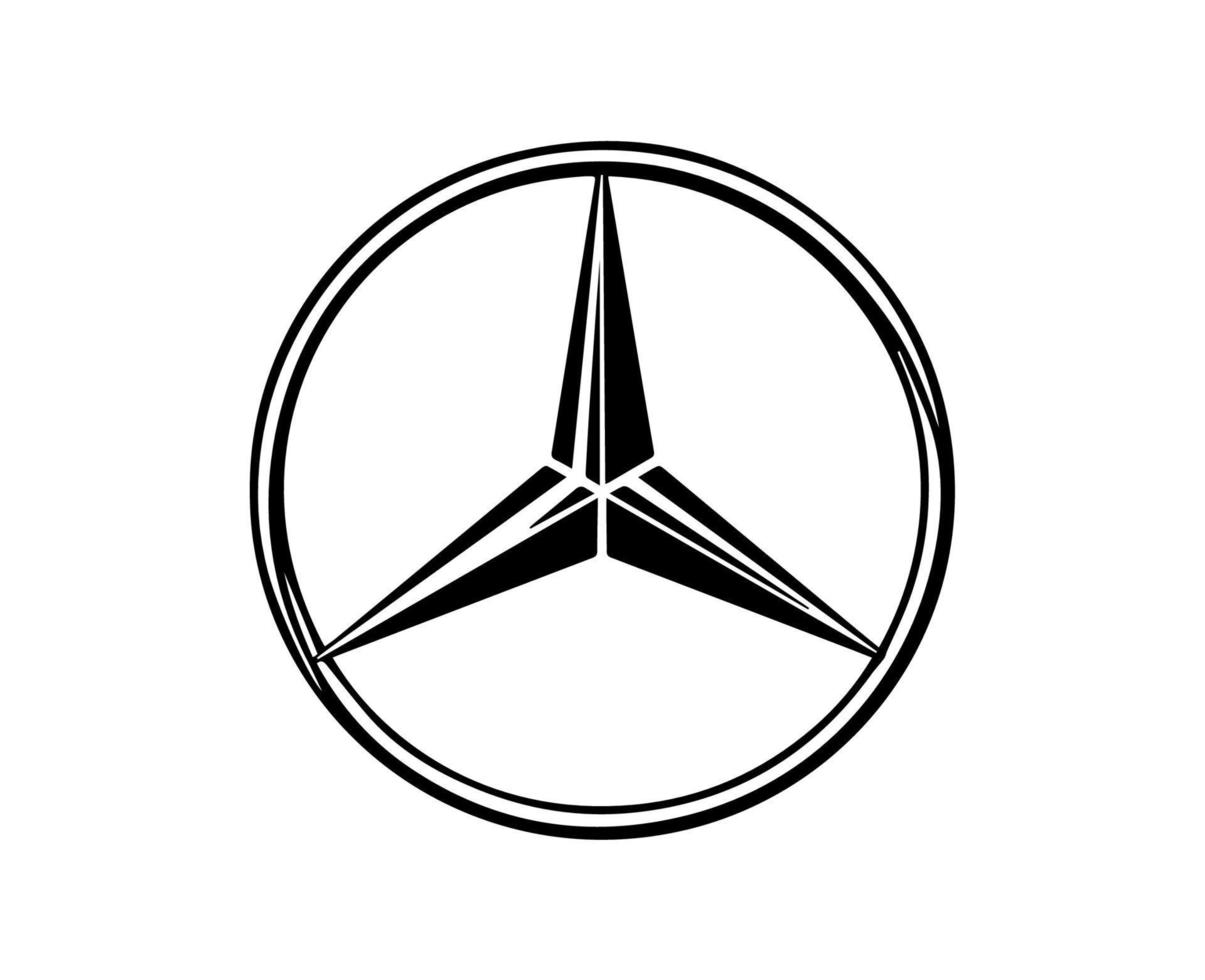 mercedes benz marca logo símbolo negro diseño alemán coche automóvil vector ilustración