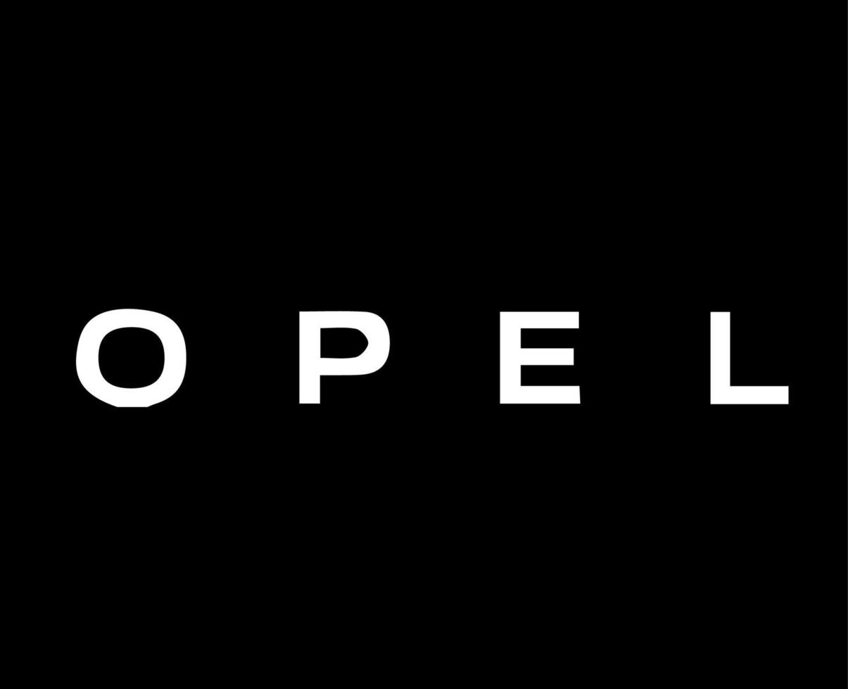 Opel Brand Logo Car Symbol Name White Design german Automobile Vector Illustration With Black Background