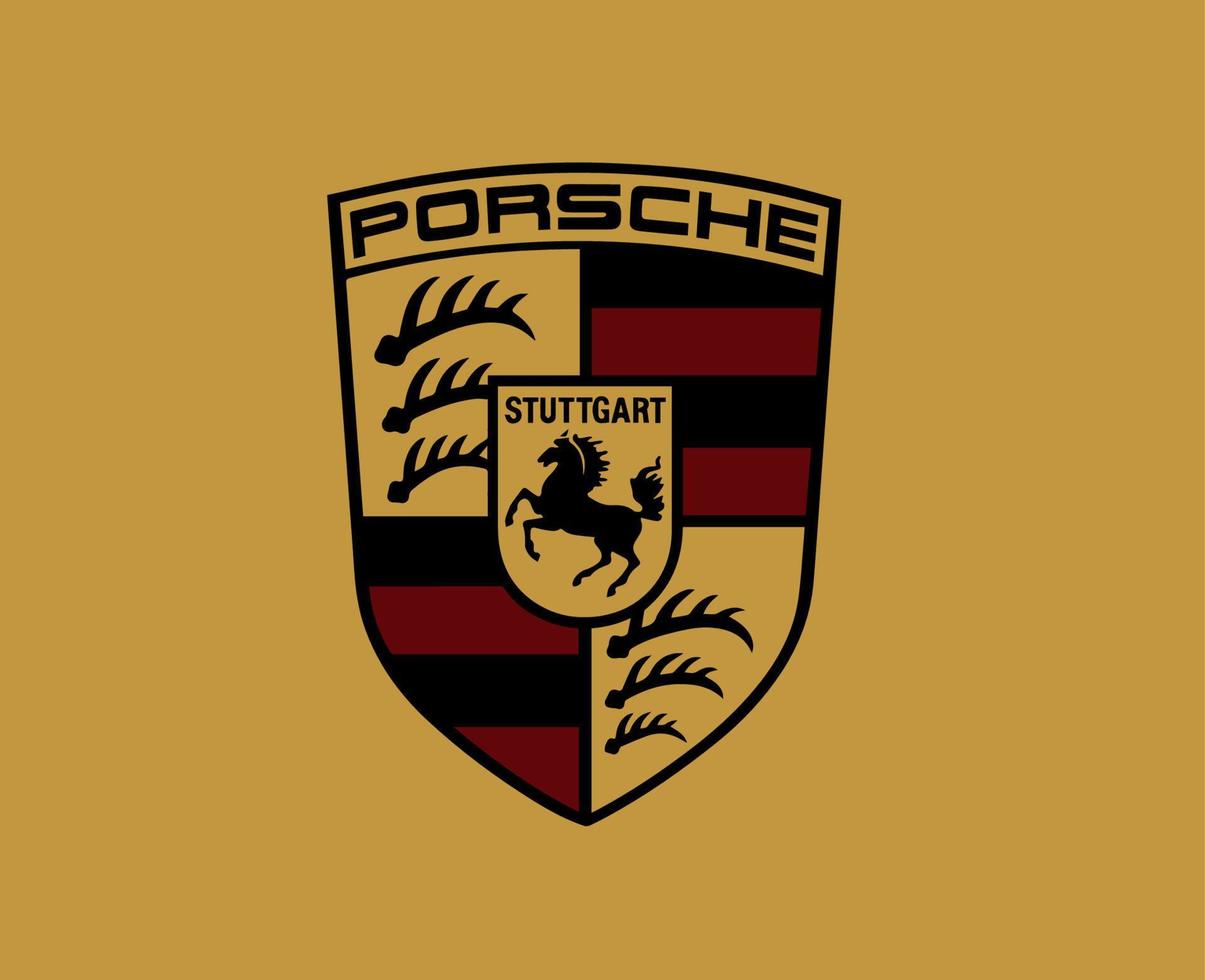 Porsche Logo Brand Car Symbol Design German Automobile Vector Illustration With Gold Background