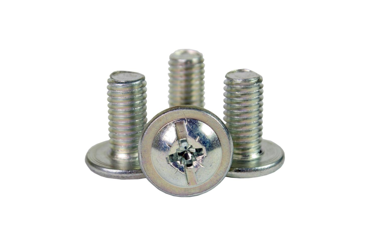 many screws on white background photo