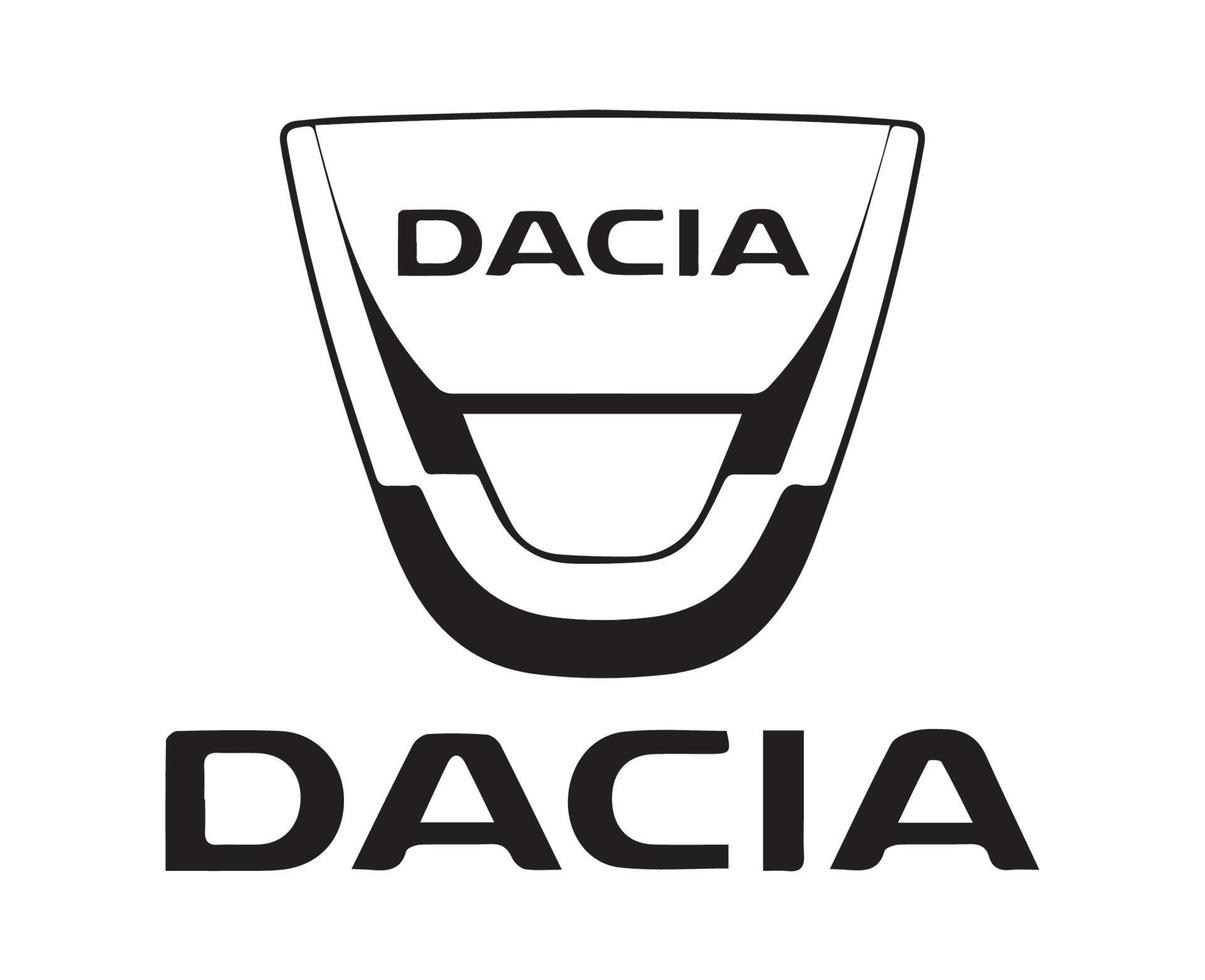 dacia marca logo coche símbolo con nombre negro diseño rumano automóvil vector ilustración