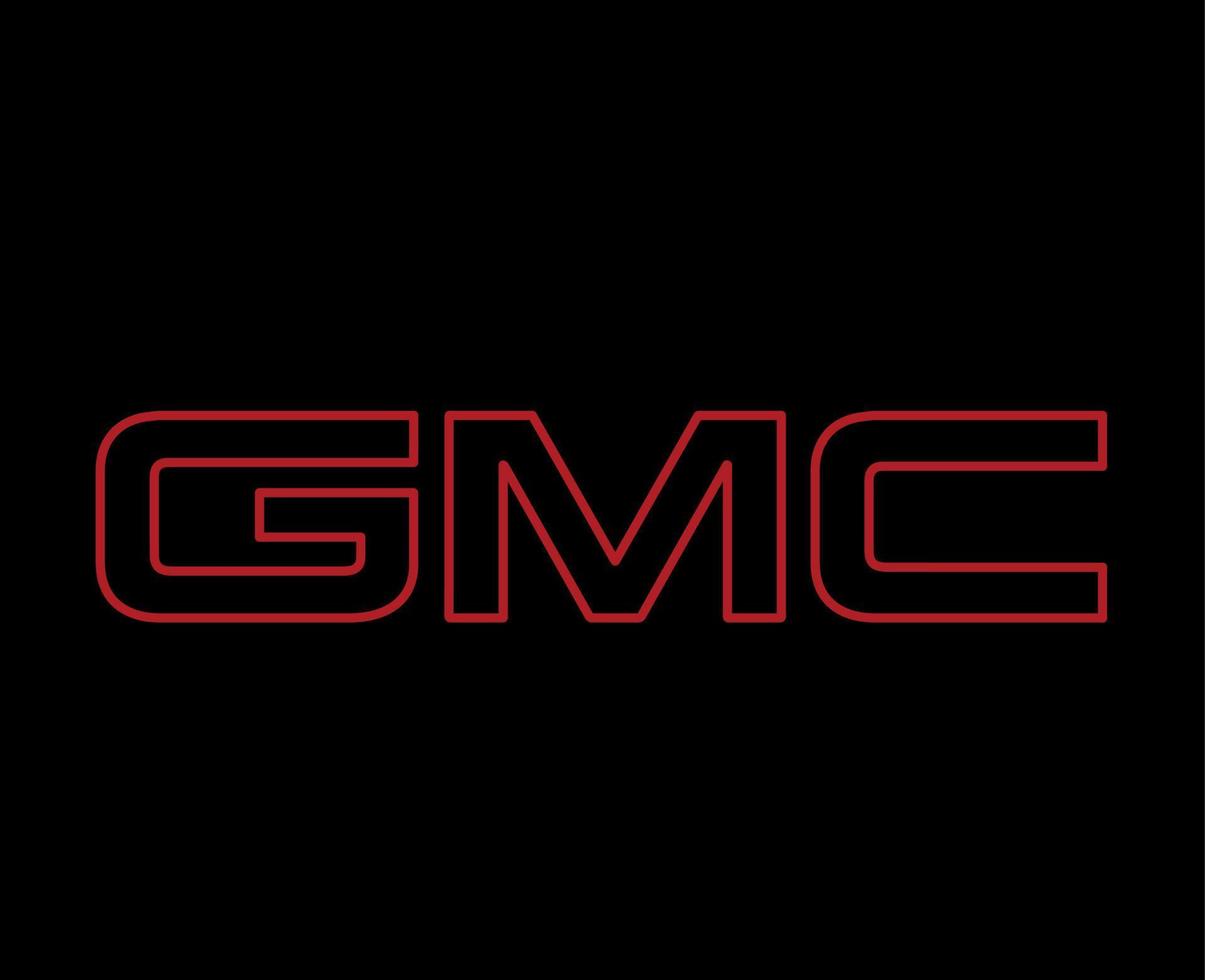 GMC Brand Logo Car Symbol Name Red Design USA Automobile Vector Illustration With Black Background