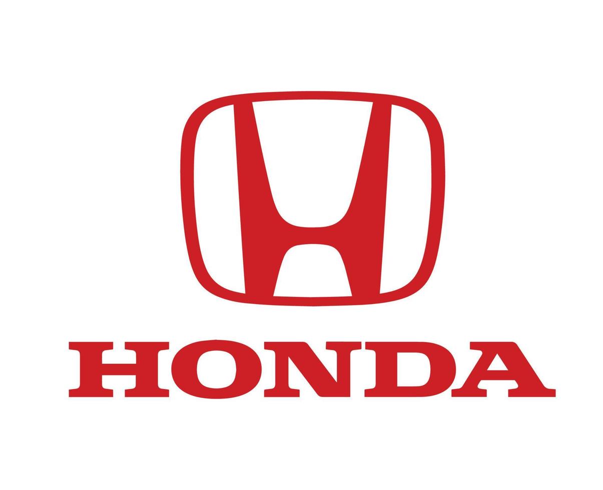 Honda Brand Logo Car Symbol With Name Red Design Japan Automobile Vector Illustration