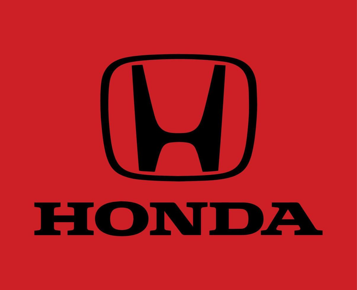 Honda Logo Brand Symbol With Name Black Design Japan Car Automobile