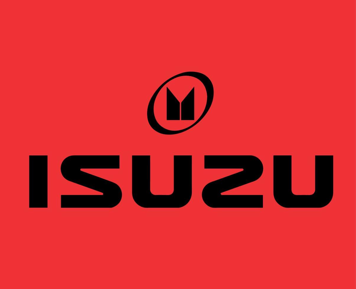 isuzu marca logo símbolo con nombre negro diseño Japón coche automóvil vector ilustración con rojo antecedentes