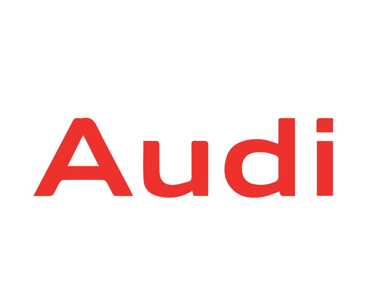 Audi Brand Logo Symbol Name Red Design german cars Automobile Vector Illustration