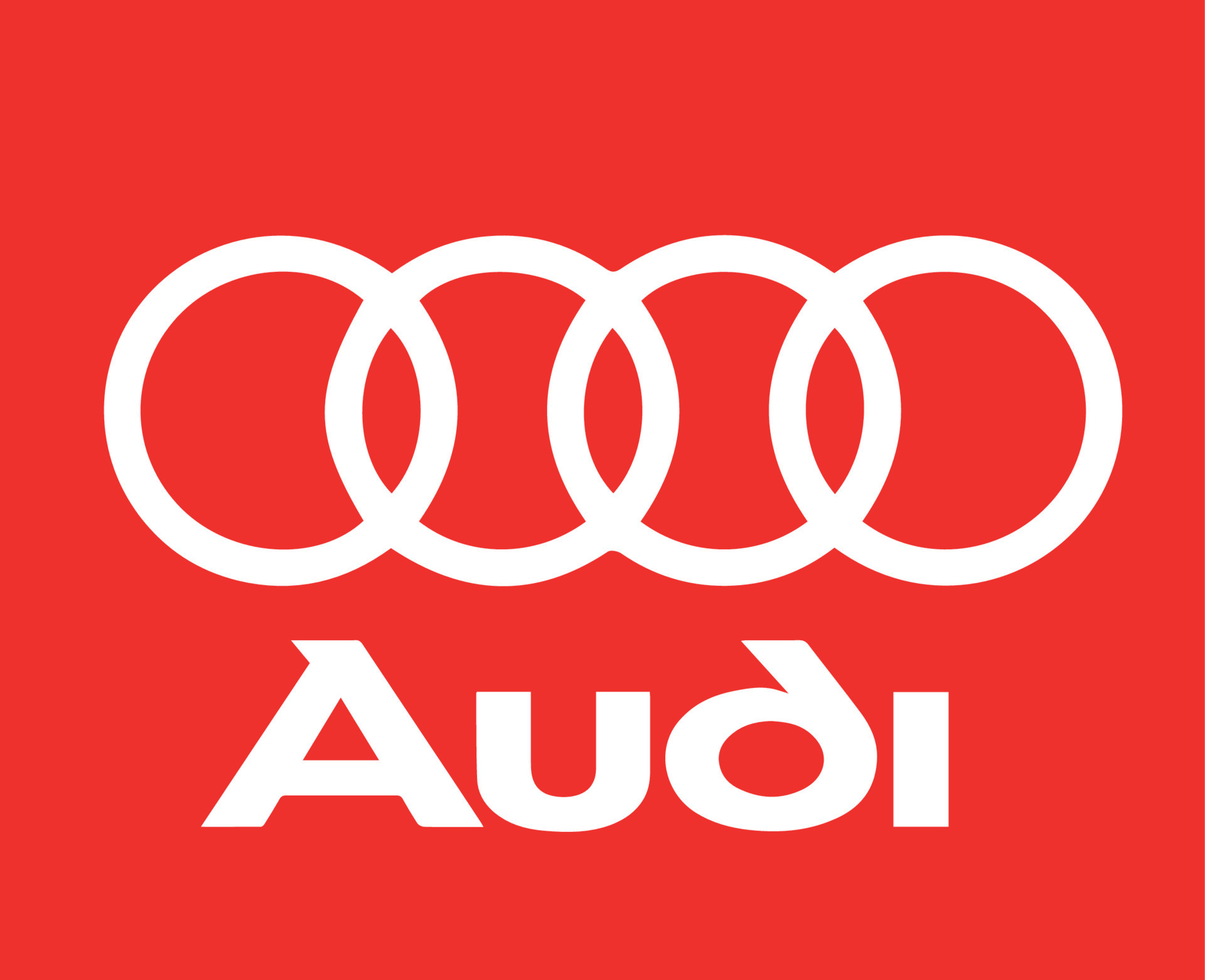 Audi brand symbol logo with name red design Vector Image