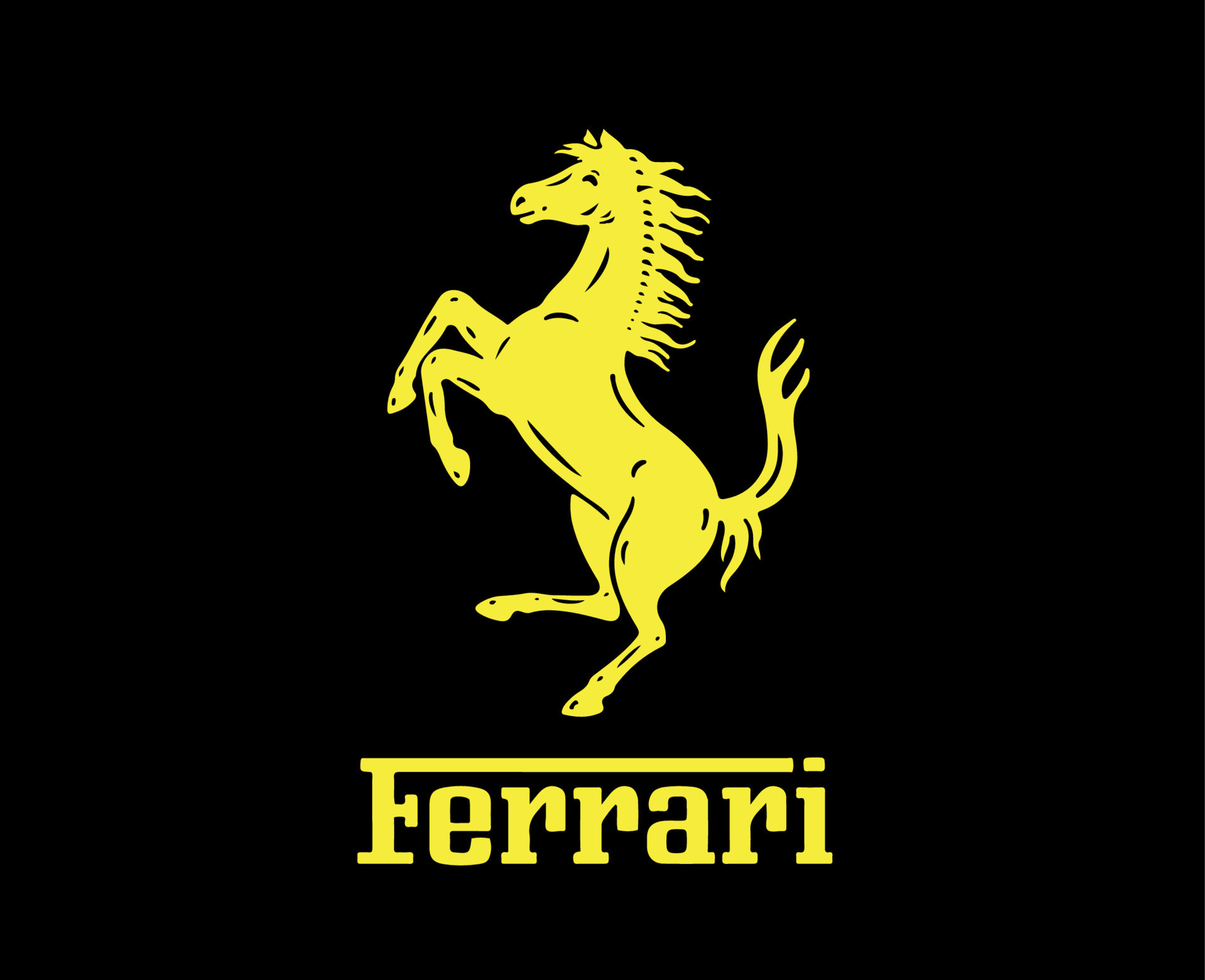 Ferrari Brand Logo Symbol With Name Yellow Design Italian Car