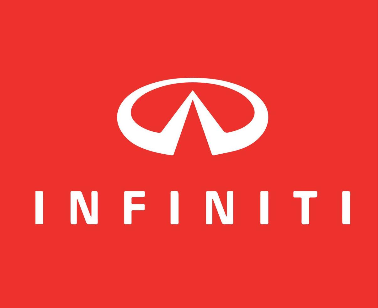infinito marca logo coche símbolo con nombre blanco diseño Japón automóvil vector ilustración con rojo antecedentes