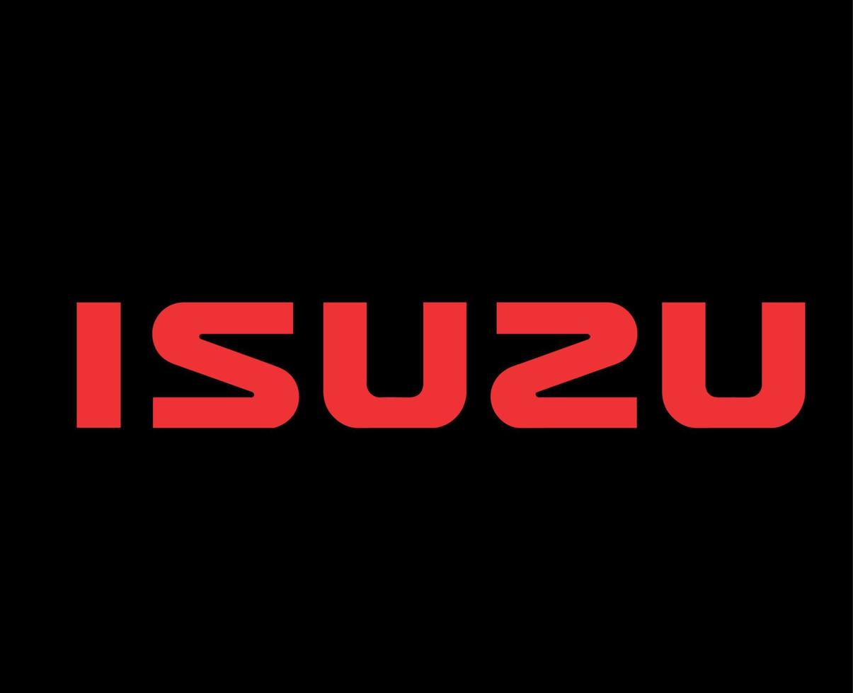 Isuzu Brand Logo Car Symbol Name Red Design Japan Automobile Vector Illustration With Black Background