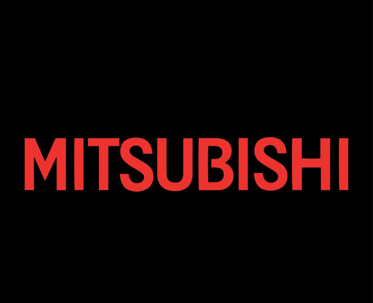 Mitsubishi Brand Logo Car Symbol Name Red Design Japan Automobile Vector Illustration With Black Background