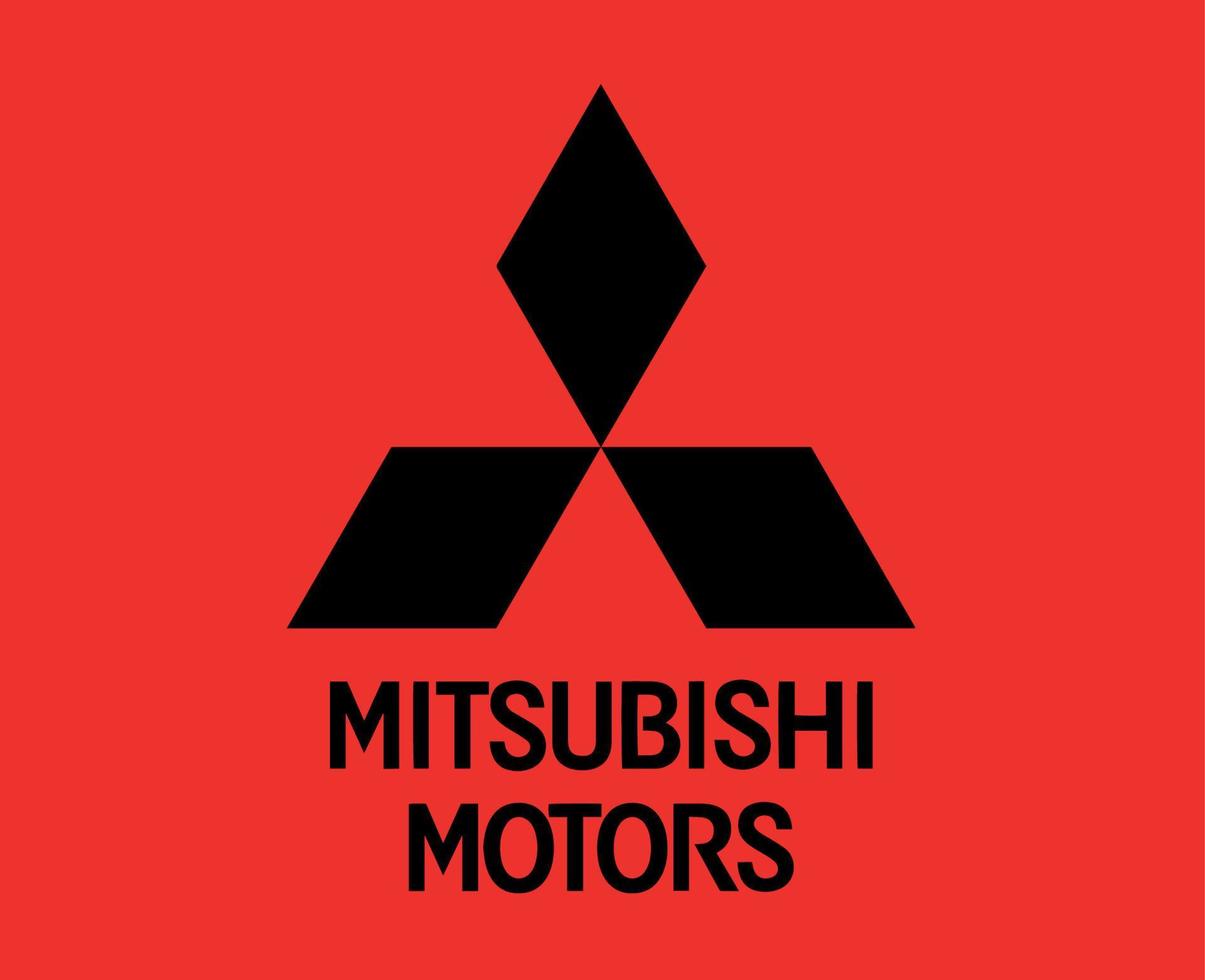 mitsubishi marca logo coche símbolo con nombre negro diseño Japón automóvil vector ilustración con rojo antecedentes