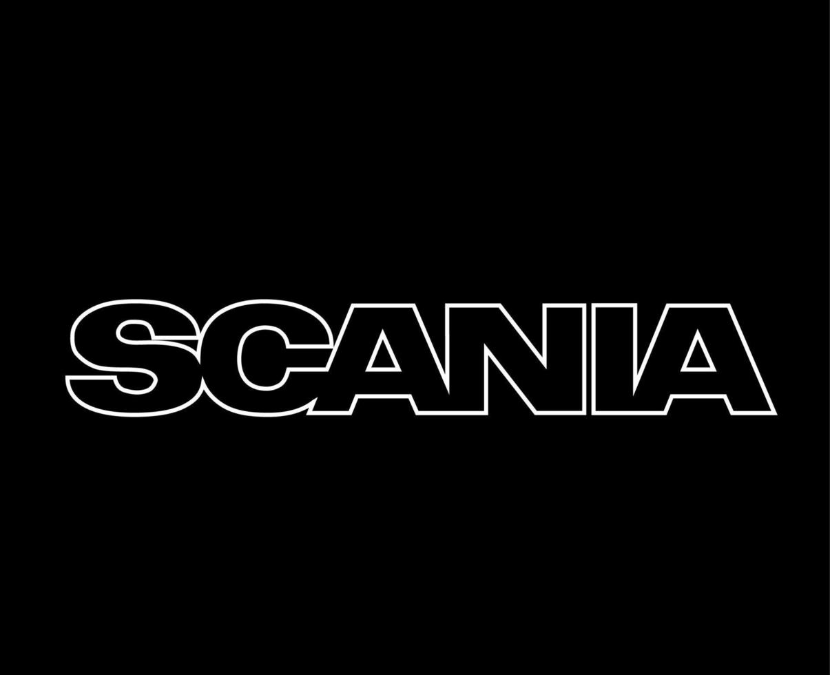 Scania Brand Logo Symbol Name White Design Swedish Car Automobile Vector Illustration With Black Background