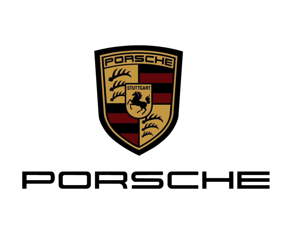 Porsche Logo Brand Car Symbol With Name Black Design German Automobile Vector Illustration