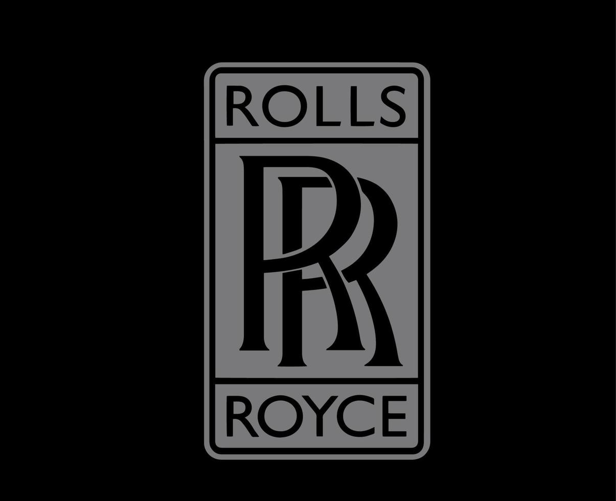 Rolls Royce Brand Logo Symbol With Name Gray Design British Car Automobile Vector Illustration With Black Background