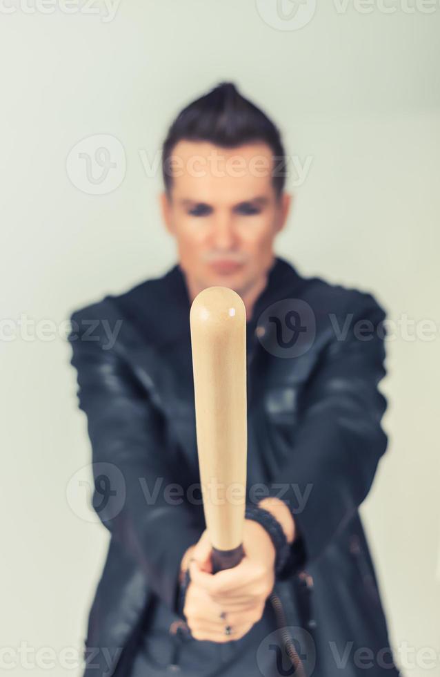 Close up of man with a baseball bat. photo