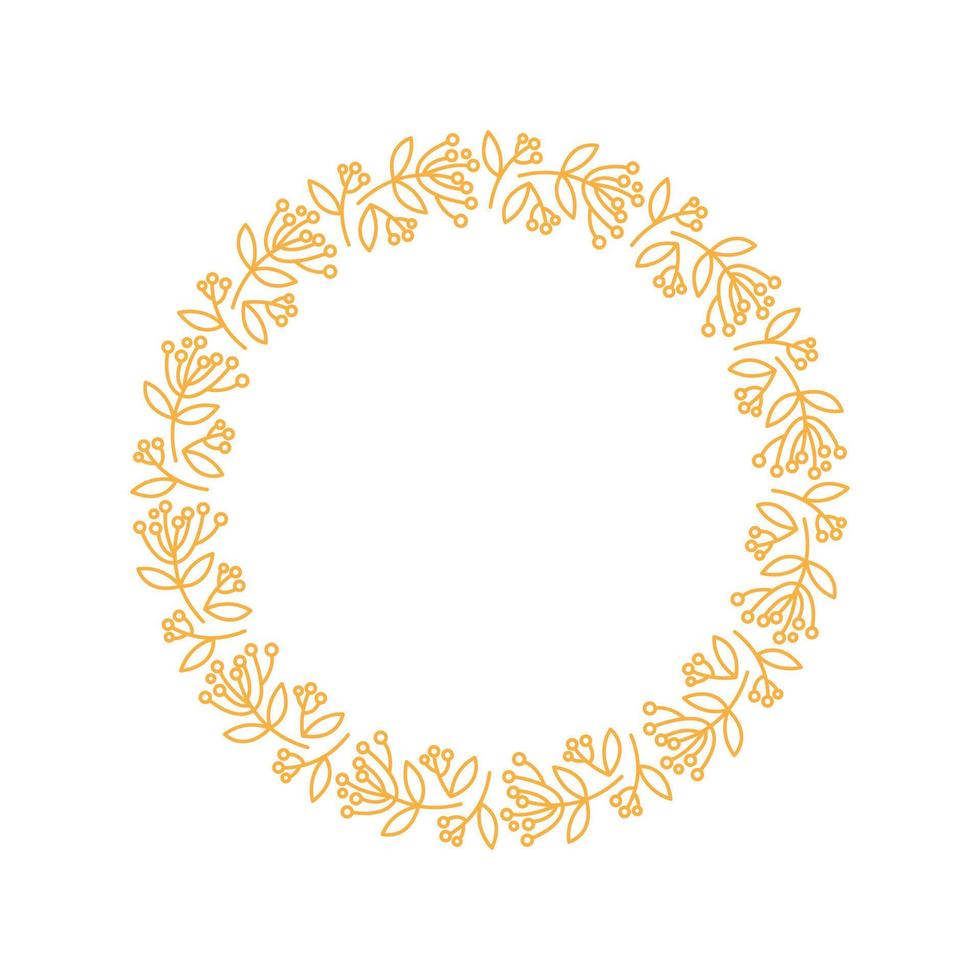 Elegant vector wreath. Floral circle frame, design element for invitations, greeting cards, posters, blogs. Delicate branches and leaves.