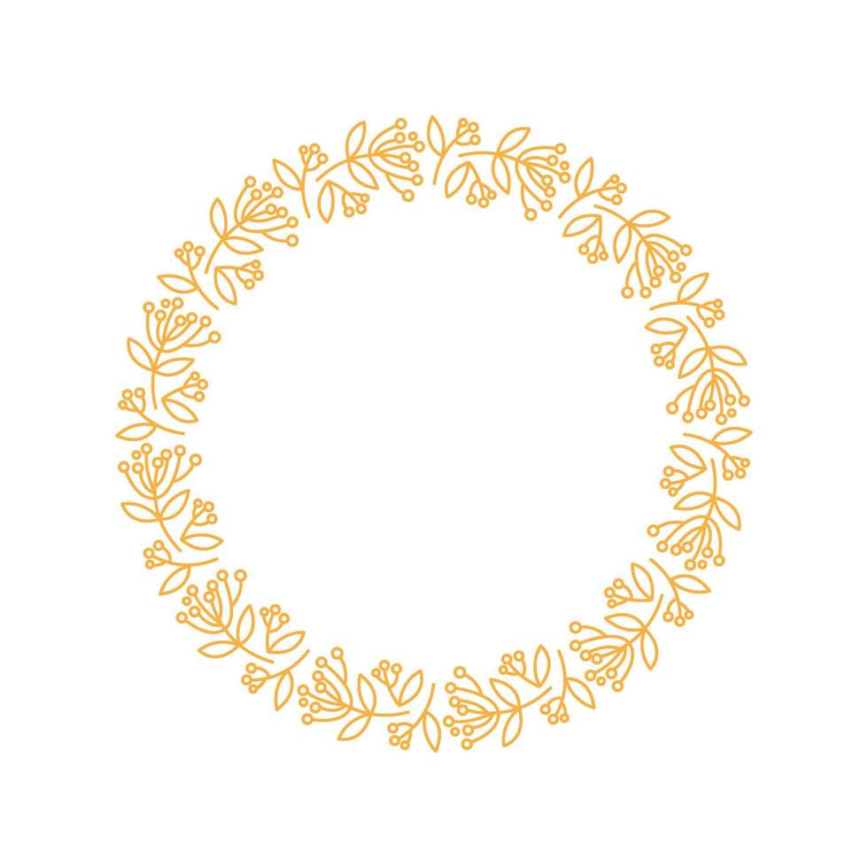 Elegant vector wreath. Floral circle frame, design element for invitations, greeting cards, posters, blogs. Delicate branches and leaves.