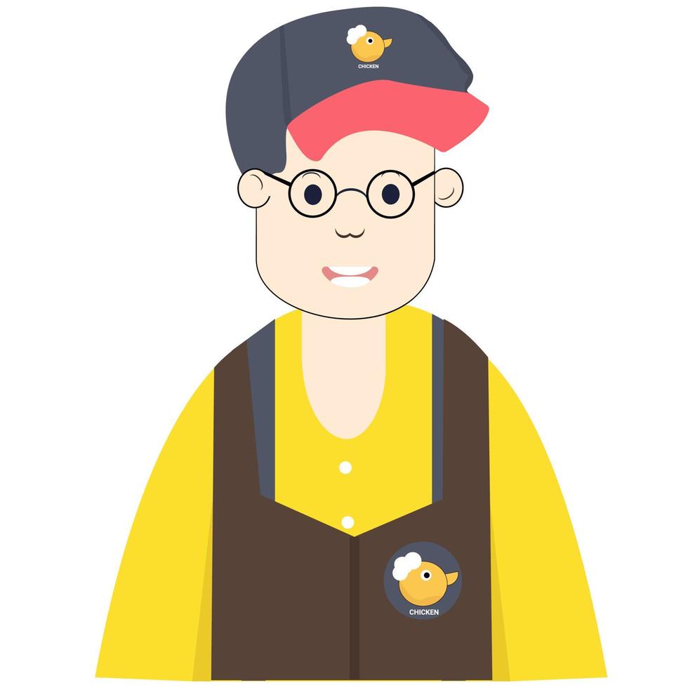 frito pollo vendedor hombre avatar personaje ilustración vector