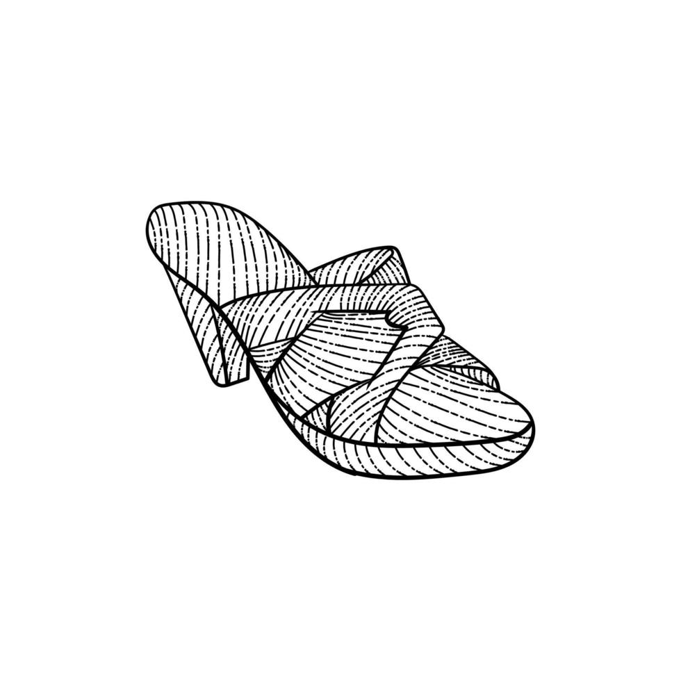 Slipper for woman line art creative design vector