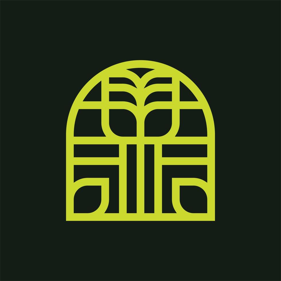 Window leaf nature line creative logo design vector