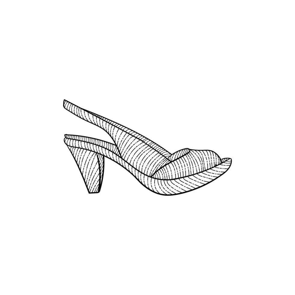 Shoes woman beauty line art style creative design vector