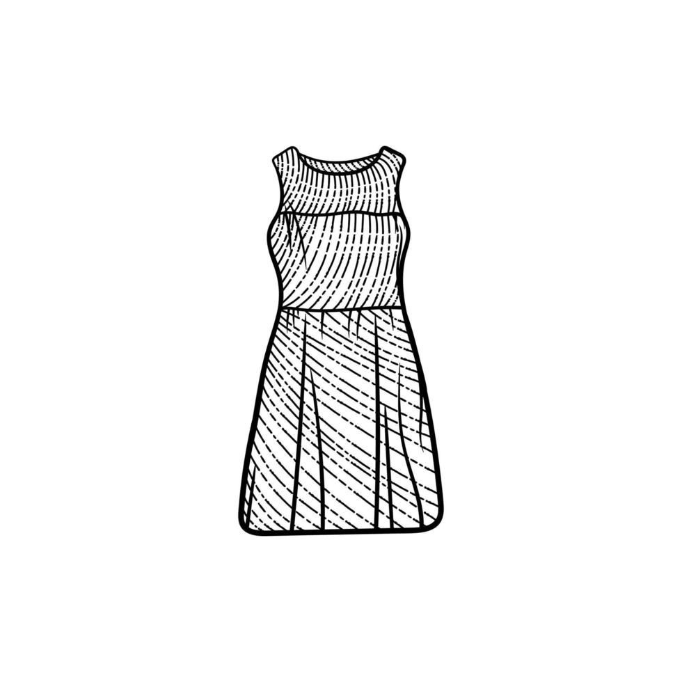 Stylish gown female line art illustration design vector