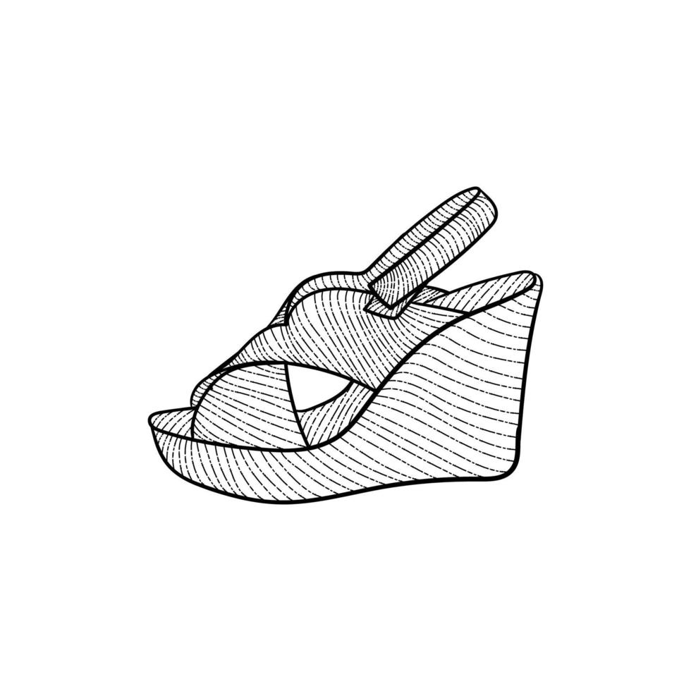 Woman slippers heels line art creative design vector