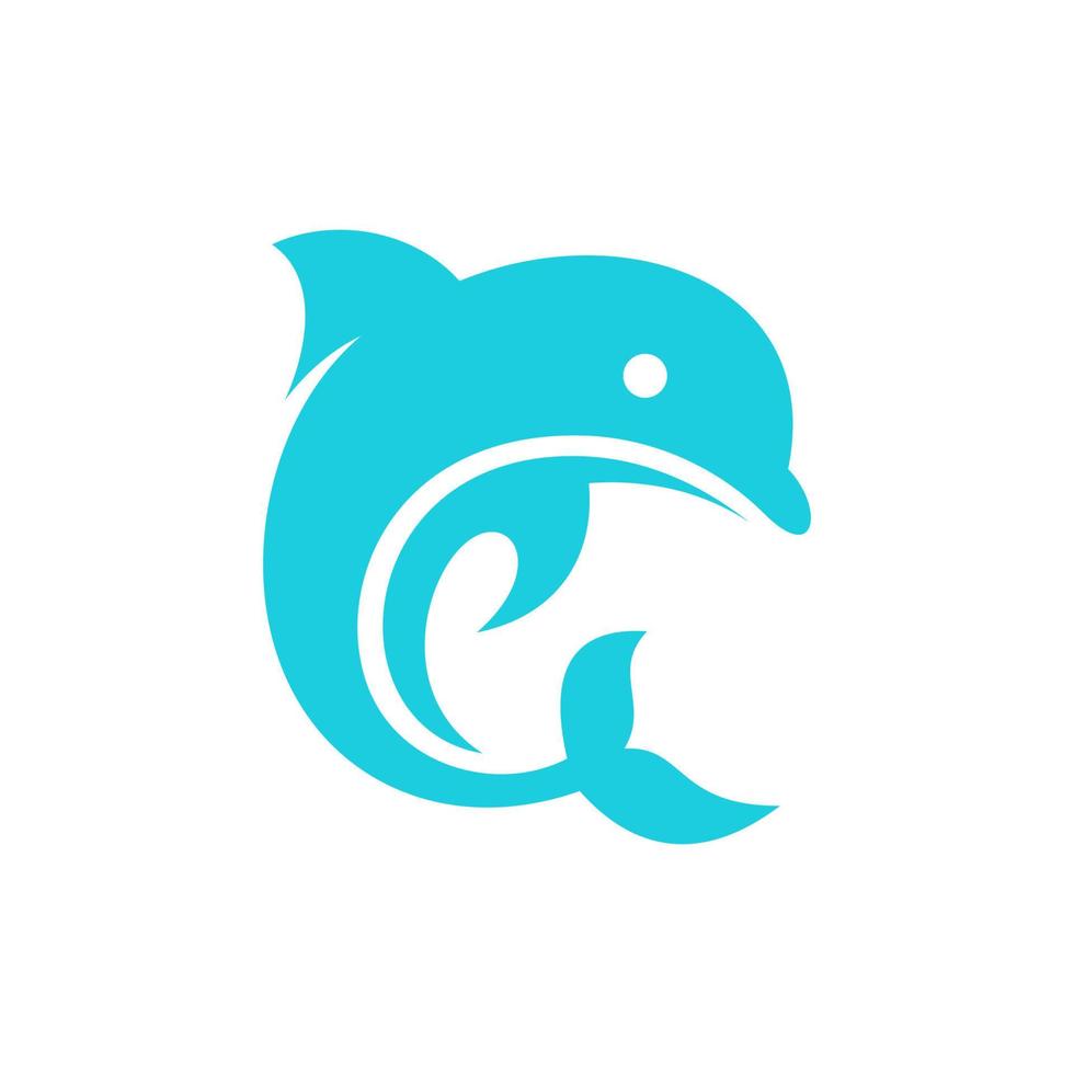 Dolphin swimming circle simple logo design vector